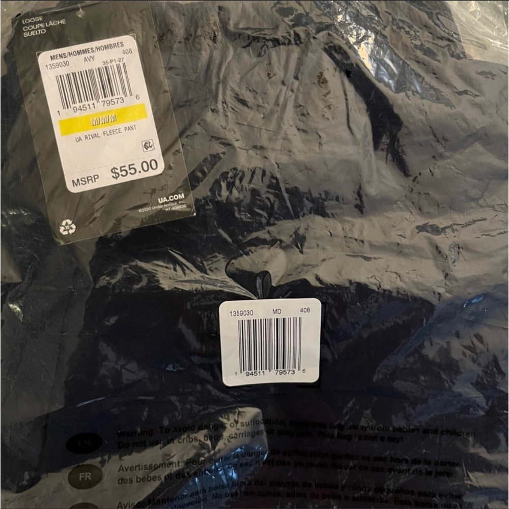 SOLD! Under Armour Sweatpants MD Men's UA Rival Fleece Pants NWT NAVY “Academy" - Picture 10 of 13